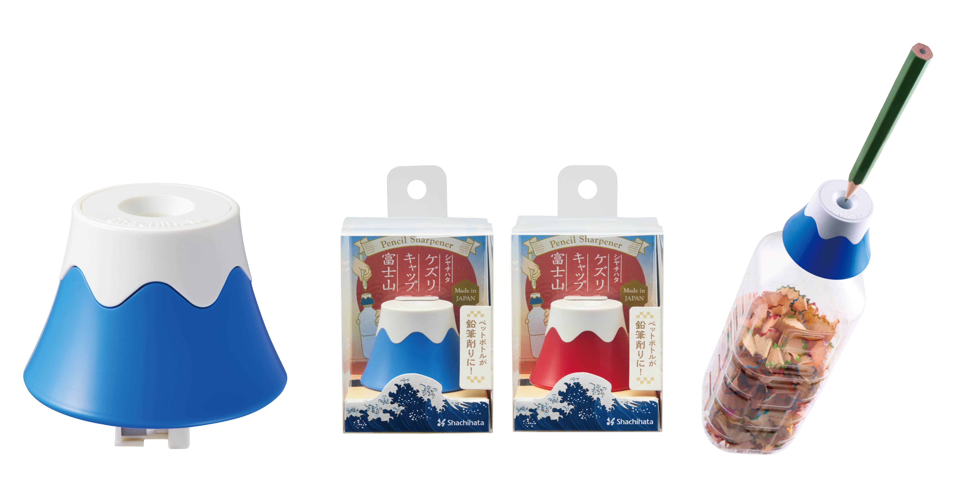 ペットボトルに取り付けて使用する鉛筆削り「ケズリキャップ 富士山